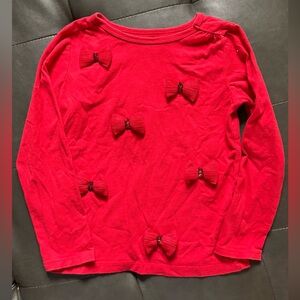 Carter's Red Long Sleeve Bow Accent Top 5t